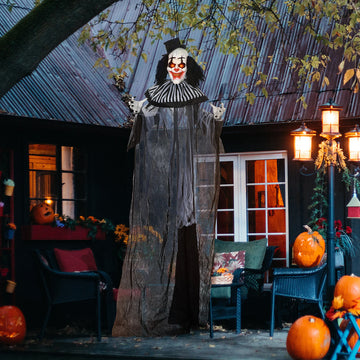 Classic Black and White Striped Clown Outdoor Halloween Decoration