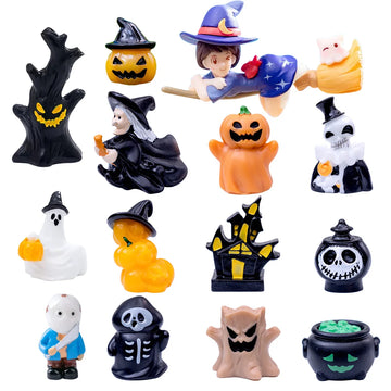 14 pcs Mini Ghost Halloween Figures Resin Miniature Animals Garden Decoration.Dollhouse Micro Landscape Accessories
