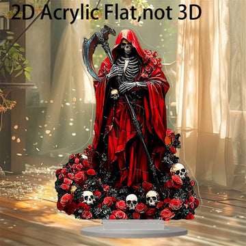 Spooky Halloween Skeleton Acrylic Table Centerpiece Decoration for Home Office Party - Unique 2D Flat Ornament