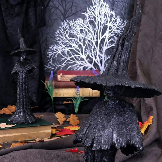 Halloween Witch Statue Gothic Decor Witch of The Night Figurine Halloween Desk Ornament Holiday Hocus Party Sculpture Decoration