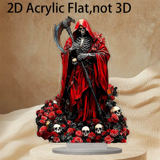 Spooky Halloween Skeleton Acrylic Table Centerpiece Decoration for Home Office Party - Unique 2D Flat Ornament