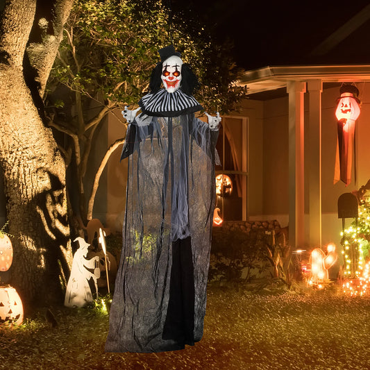 Classic Black and White Striped Clown Outdoor Halloween Decoration