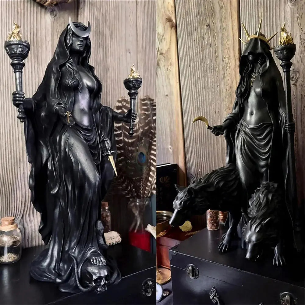Halloween Witch Statue Gothic Decor Witch of The Night Figurine Halloween Desk Ornament Holiday Hocus Party Sculpture Decoration