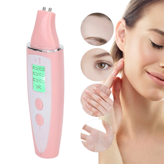 Facial Skin Tester Smart Display Skin Care Portable Digital Skin Detector Pen for Home Beauty Salon Pink