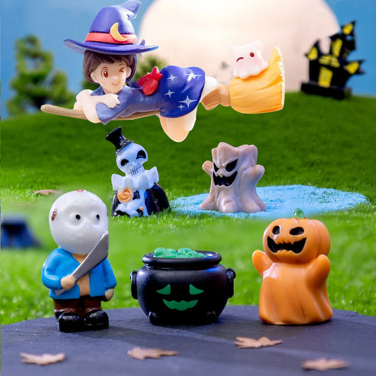 14 pcs Mini Ghost Halloween Figures Resin Miniature Animals Garden Decoration.Dollhouse Micro Landscape Accessories